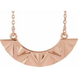 14K Rose Curved Bar 16-18 Necklace  "