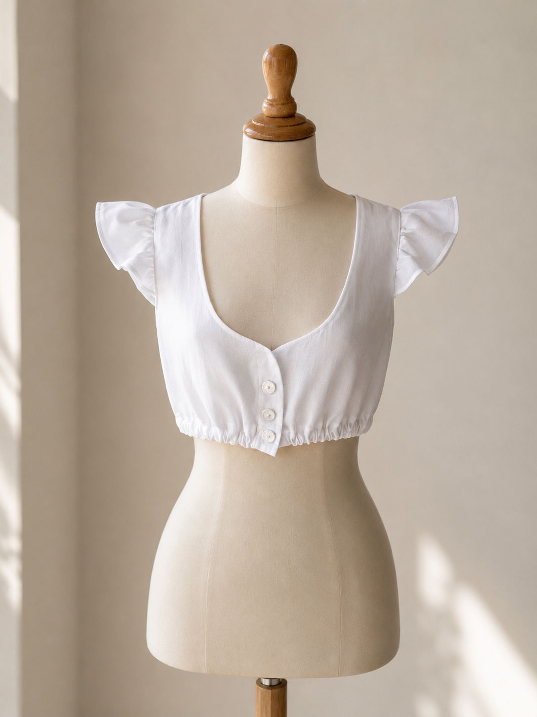 Dirndlbluse aus Baumwolle mit Flügelarm – Weiß