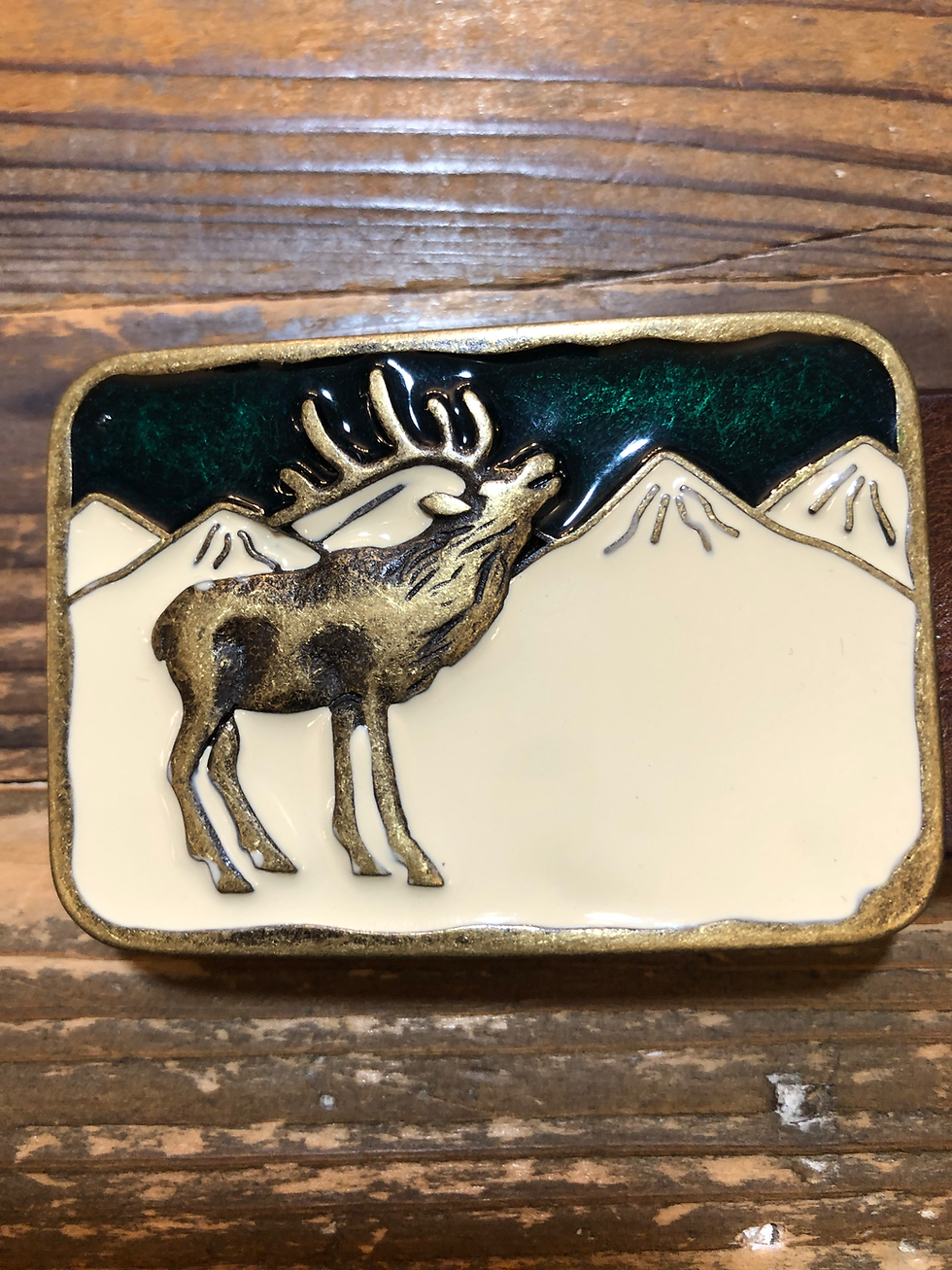 Gürtelschnalle Hirsch Messing emailliert