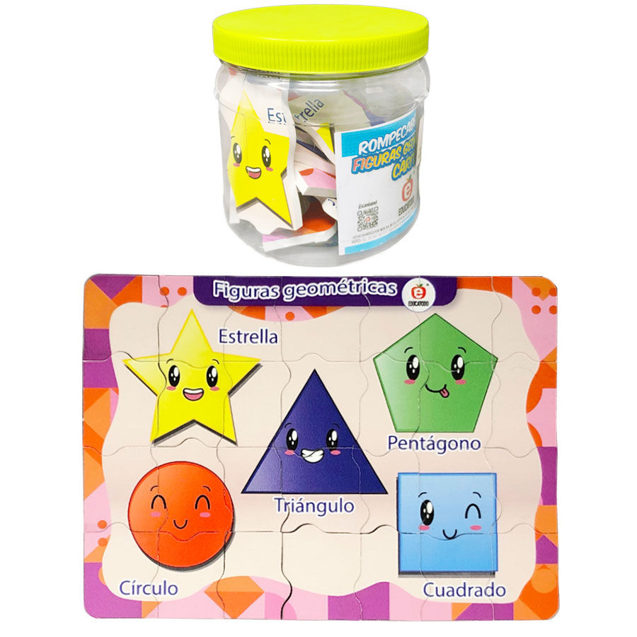 Rompecabezas 28 piezas iq+ figuras geométricas caritas