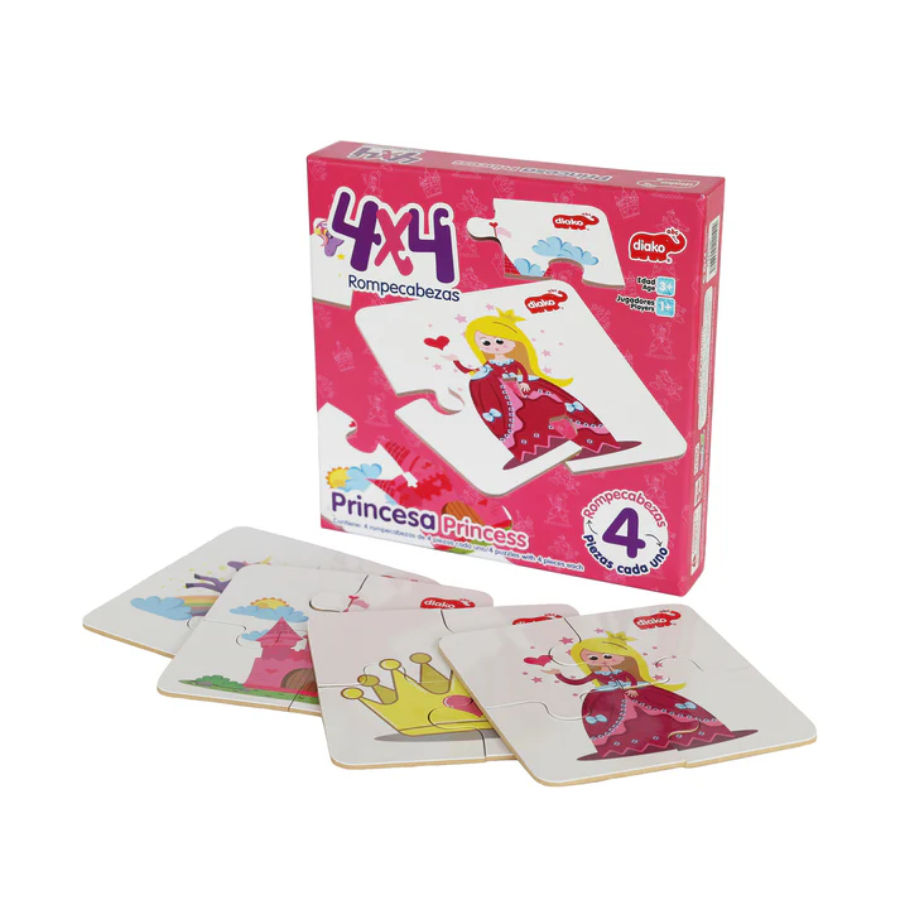 Rompecabezas 4 piezas 4x4 princesas (set de 4)