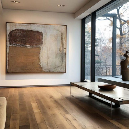 Modern blue-chip fine art piece installed in a luxury interior design space in Sarasota.