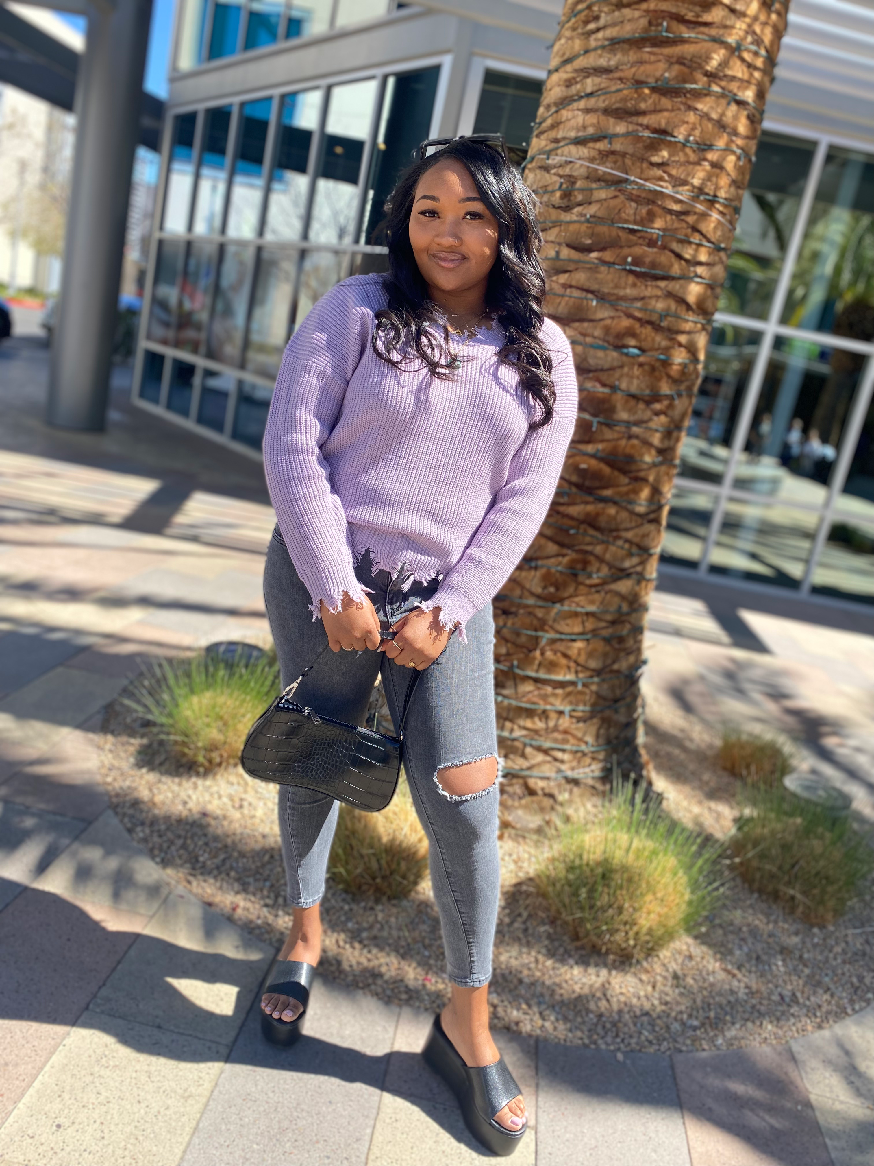 Shi Distressed Knit Top