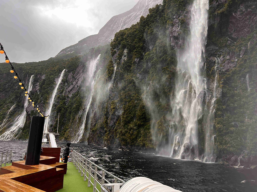 The Fours Sisters Waterfalls in Milford Sound