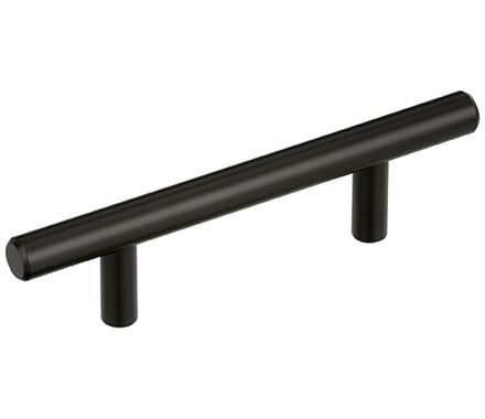 a modern, black cabinet handle 