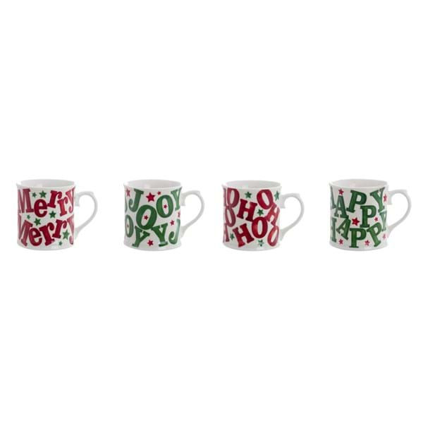 Tazas mug de navidad con palabras en colores rojos y verdes de la colección Oh Holy Night de Blanc Mariclo en Blanc Barcelona