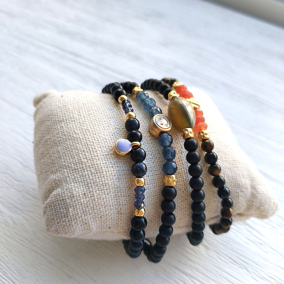 Miniature : Beave - Pulseras de bolitas pequeñas negras