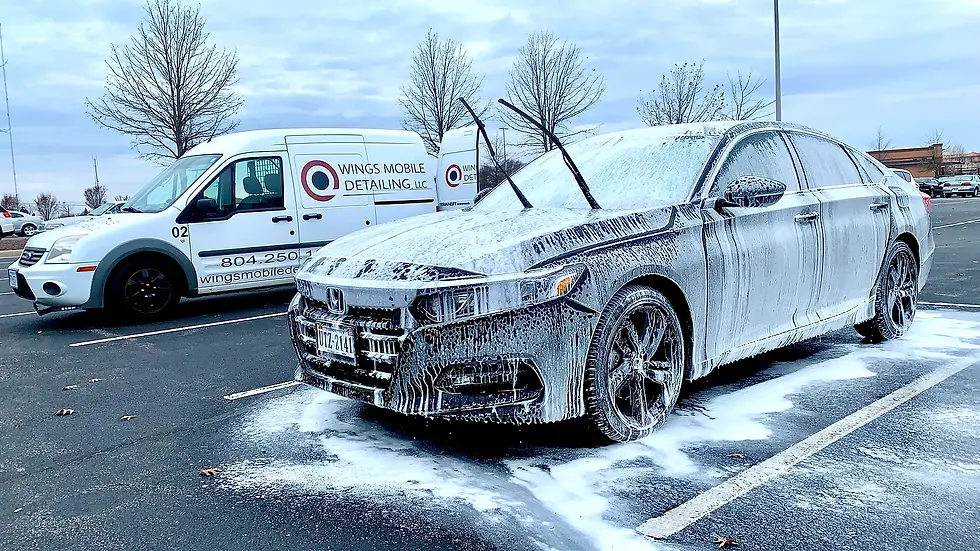 Wings Mobile detailing the best mobile car detailing company working in the winter on a car detail exterior