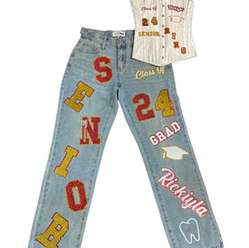 Custom graduation outfit with personalized name and design by Made By Que.