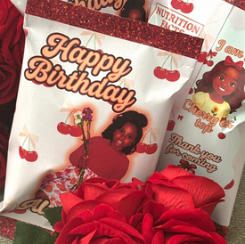 Custom clip bags with birthday theme design by Made By Que
