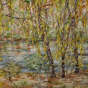 Landscape painting in oil by contemporary landscape artist Nat Ward Noreuil Albury oil on canvas 174cm x 123cm SOLD