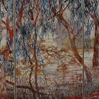 Australian landscape artist, Albury's Nat Ward, Noreuil Park Albury Oil Painting 6