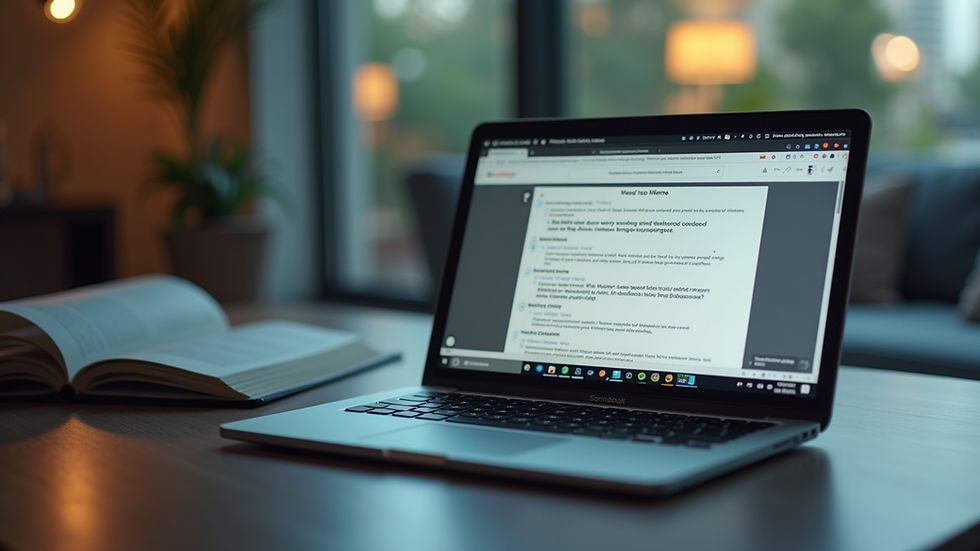 Eye-level view of a laptop with an online course on the screen