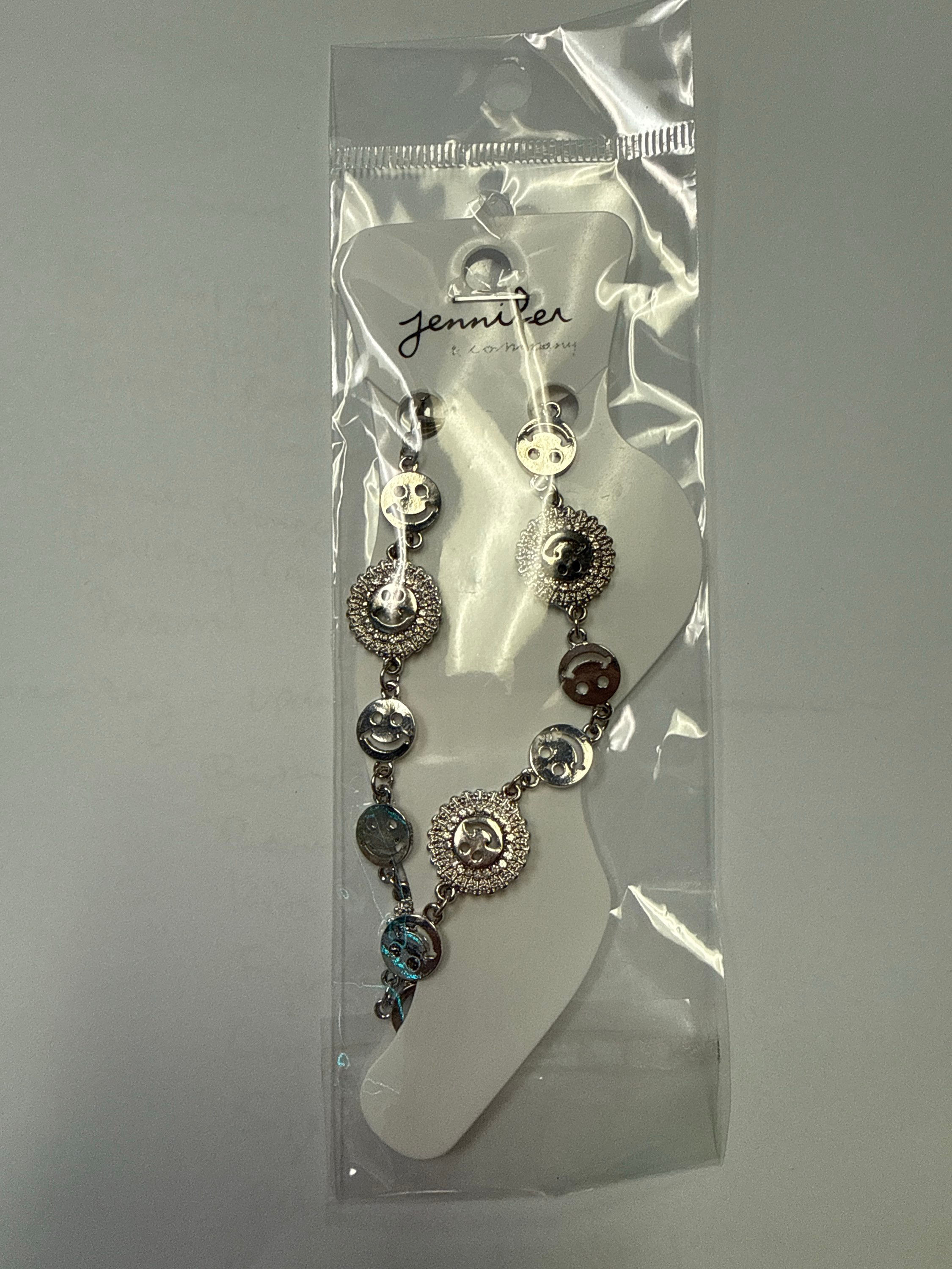 Silver Smiley Face Ankle Bracelet