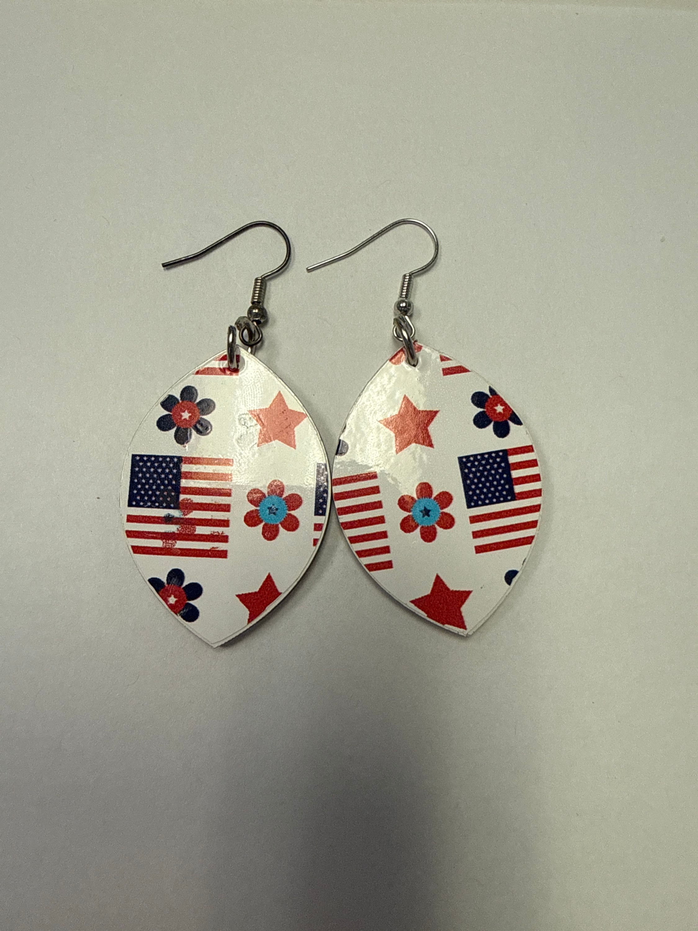 USA flower and star earrings 