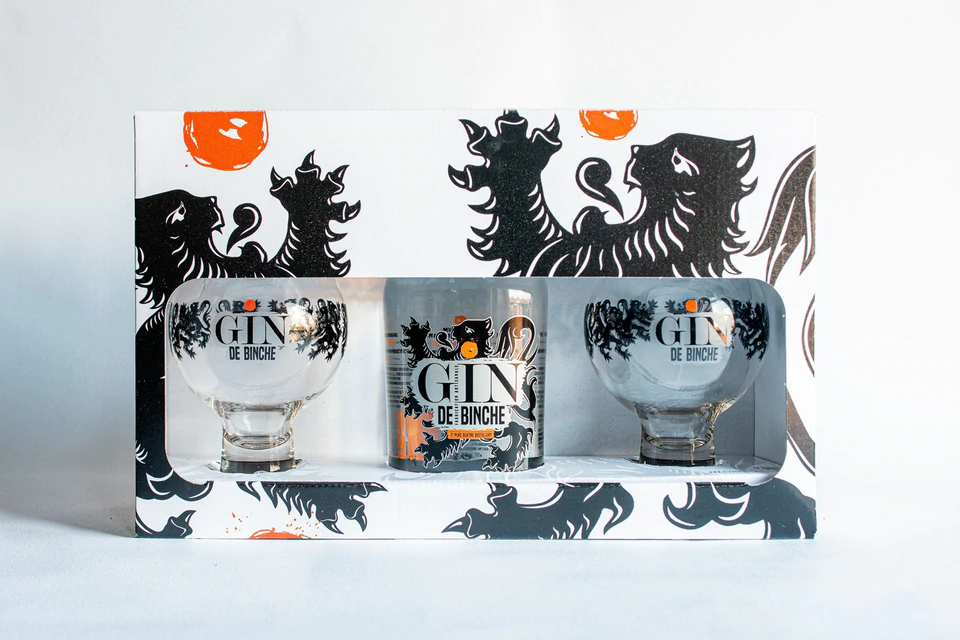COFFRET CADEAU GIN DE BINCHE 33CL / 2 VERRES