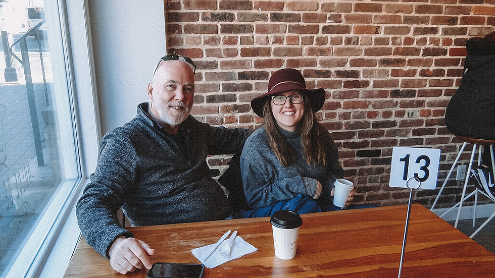 My Dad and I enjoying our spot and lattes.