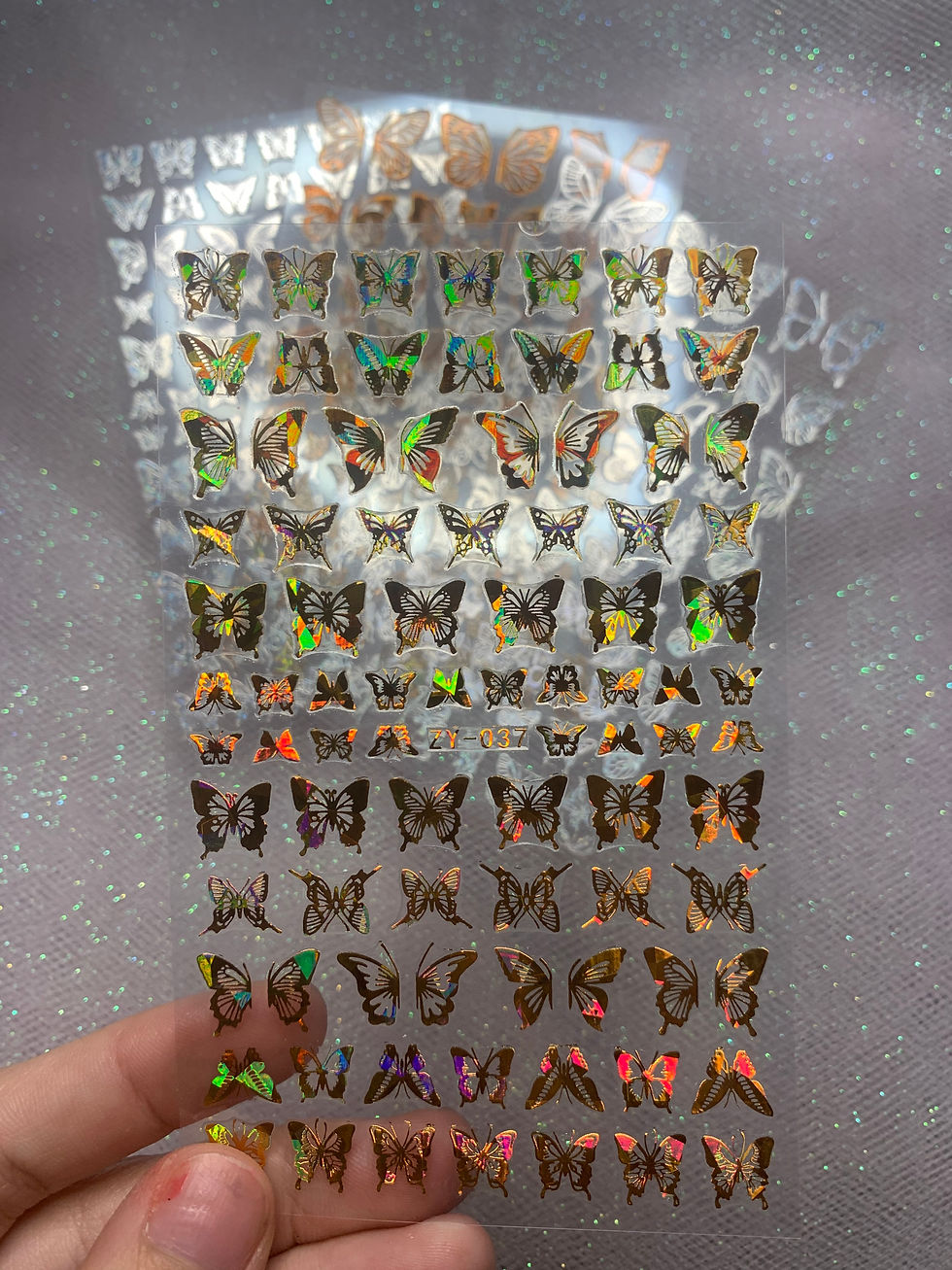Thumbnail: [VERS 2] 4pc silver/gold Holographic butterflies