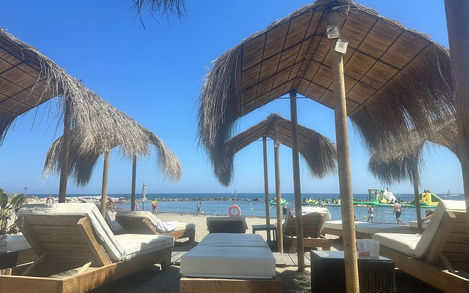 Puerto Banus beach club beachfront loungers and service