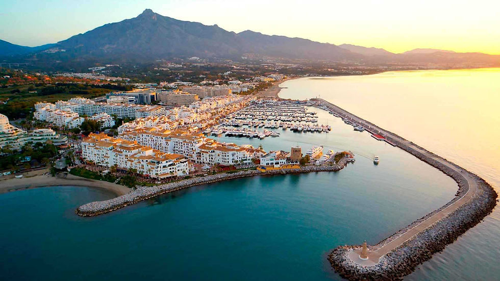 3-day Marbella hen weekend itinerary — Puerto Banús marina aerial view