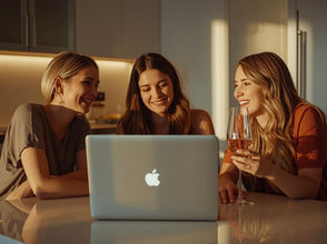 Three women planning a Marbella hen weekend on a villa terrace Puerto Banús