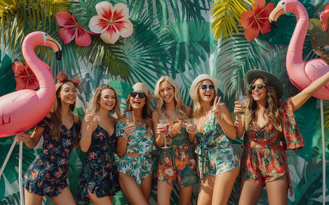 Last Rumble in the Jungle photo backdrop at Marbella hen party