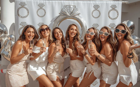 Final Fling Before the Ring photo backdrop at Marbella hen party