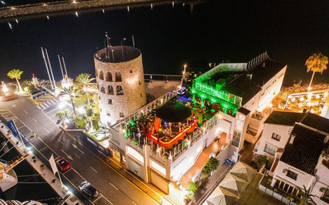 Hen weekend premium spirits Pangea rooftop Puerto Banús Spain