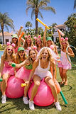 Hen party group enjoying a luxury beach club in Marbella