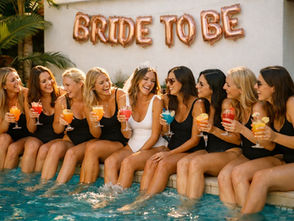 Hen party group at private villa pool Marbella hen weekend
