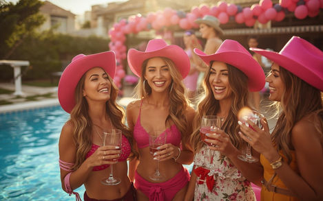 Bride tribe mixing cowgirl cocktails at Marbella hen party villa