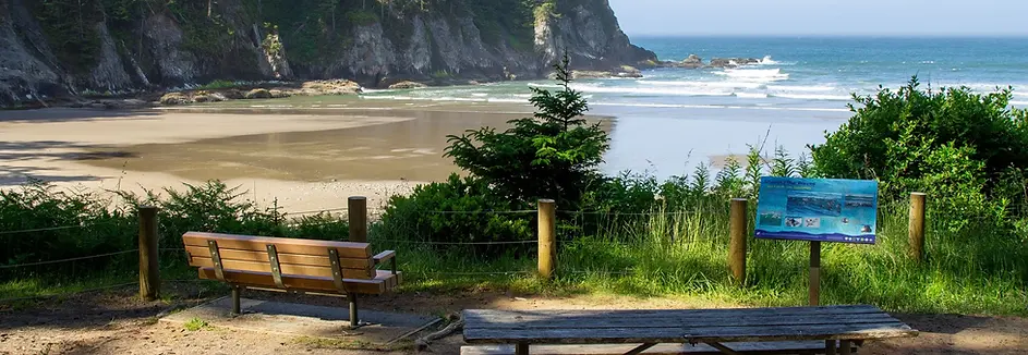 Coastal cliffs and surf at Short Sands Beach Oregon