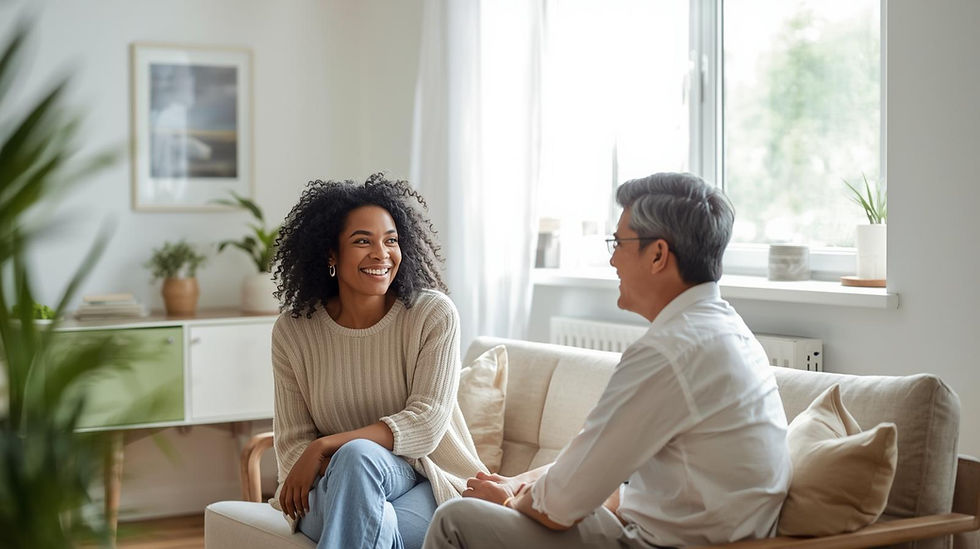 Warm one-on-one conversation in a supportive peer setting