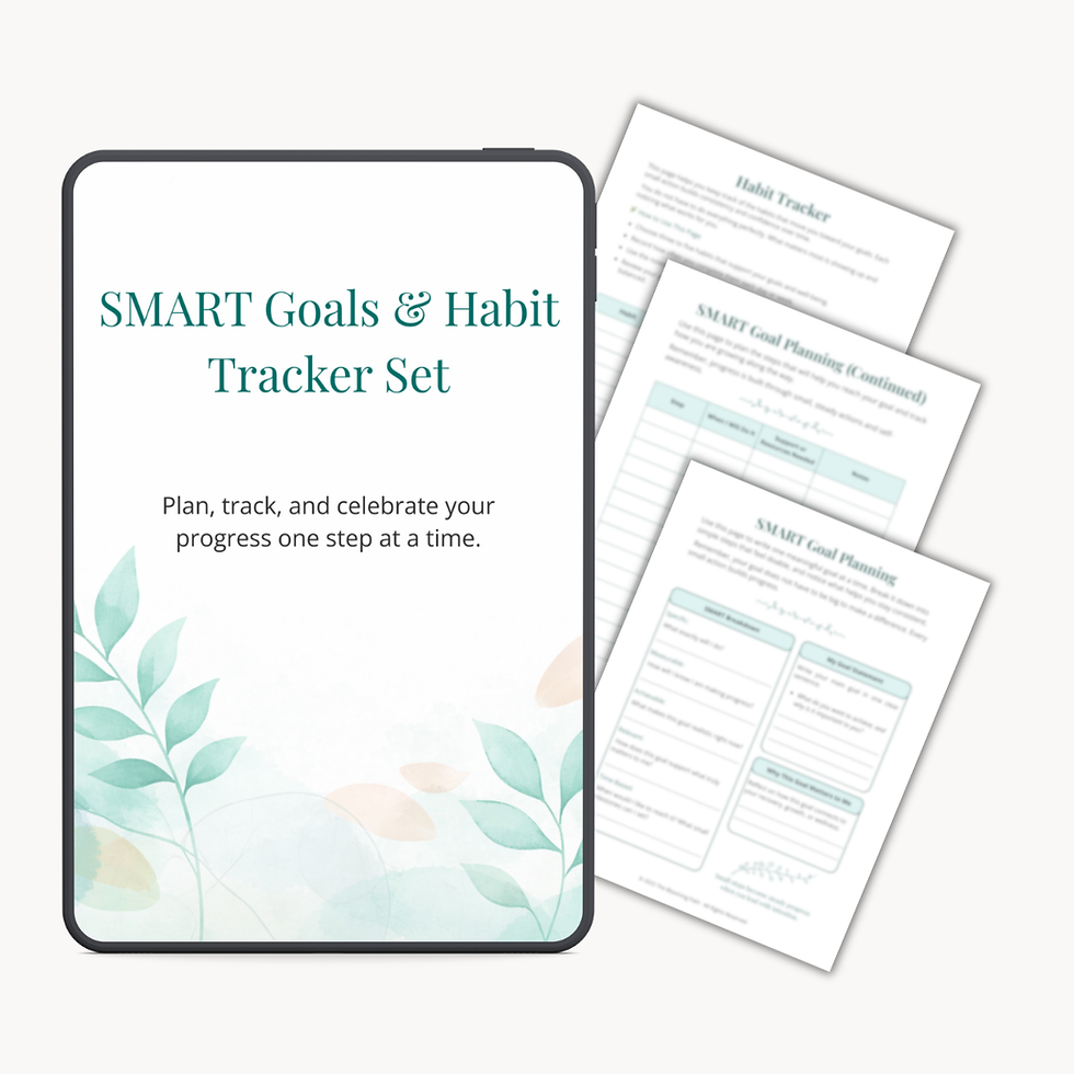 SMART Goals & Habit Tracker Set for self-care challenge
