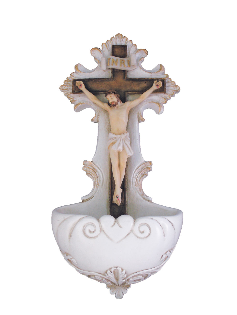 SR-75722-C Crucifixion Font, Fully Hand-Painted, 6.75"