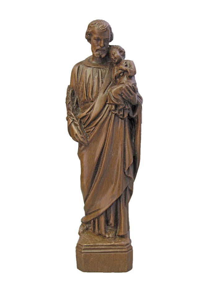 ET-1145-W St. Joseph and Child, Brown Alabaster, 6inches