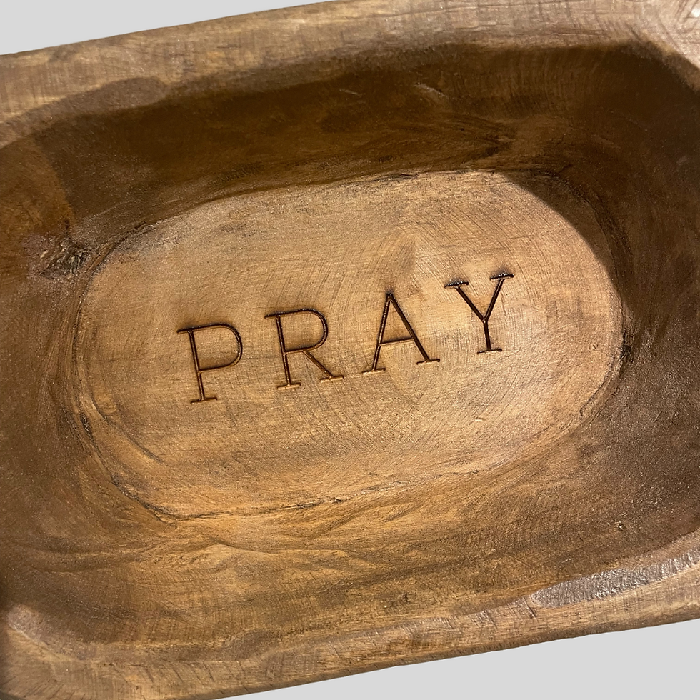 Thumbnail: Hand-Carved Prayer Dough Bowl with Cards | Christian Gift | Faith Home Décor