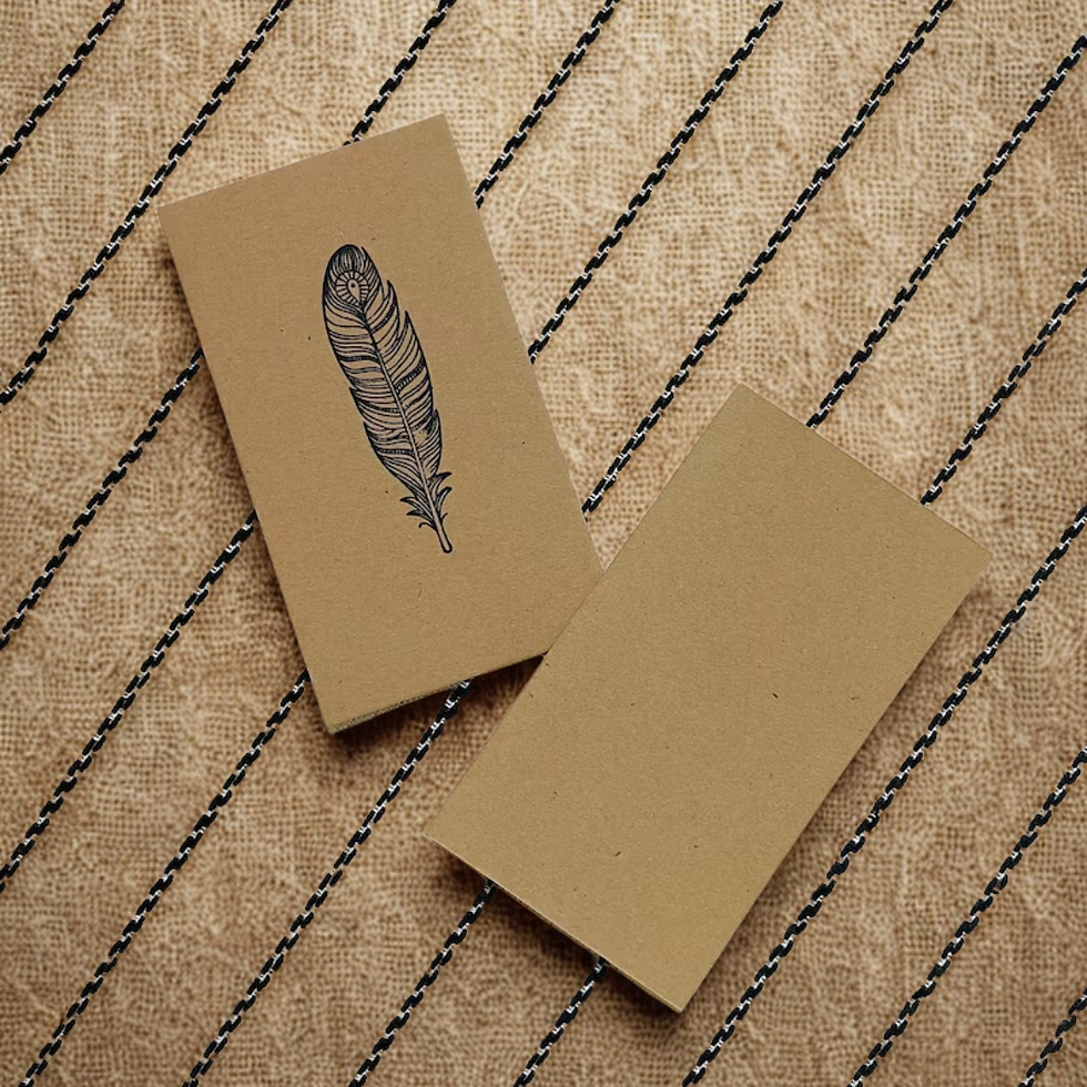 Thumbnail: Hand-Stamped Feather Kraft Paper Cards: Gift Tags