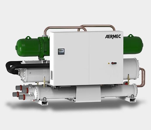 Unité intérieure pour la production d'eau glacée ou chauffée avec fluide frigorigène R1234ze et compresseurs à double vis. Elle s'adapte aux conditions de charge les plus différentes grâce à une régulation précis de la température. Production d'eau glacée jusqu'à 16 °C côté évaporateur, mais convient également à l'utilisation en pompe à chaleur avec une température de l'eau produite par le condenseur jusqu'à 55 °C. Les deux échangeurs – côté source et côté système – sont à faisceau tubulaire. Le détendeur électronique, de série sur toutes les tailles, assure une excellente régulation du débit et un contrôle précis de la température, même aux charges partielles. Le fluide frigorigène R515B est également disponible dans l'outil de configuration.