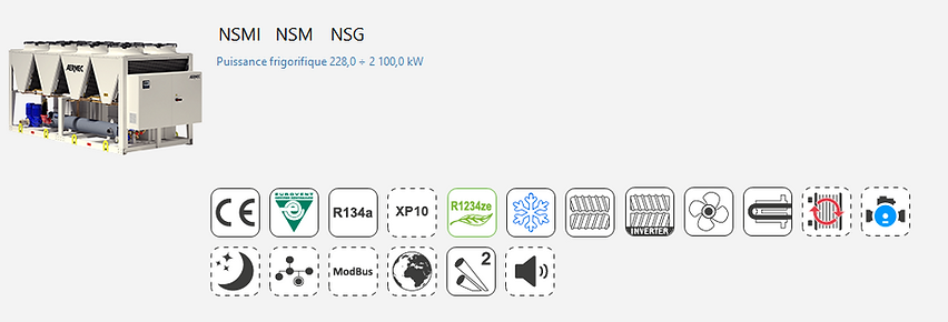 NSM;NSG;NSMIGroupe Froid;AERMEC;Eurovent;Climatisation;chauffage;confort;Tertiaire;Industrie;Eau Glacee;R134A;R1234ze;Inverter