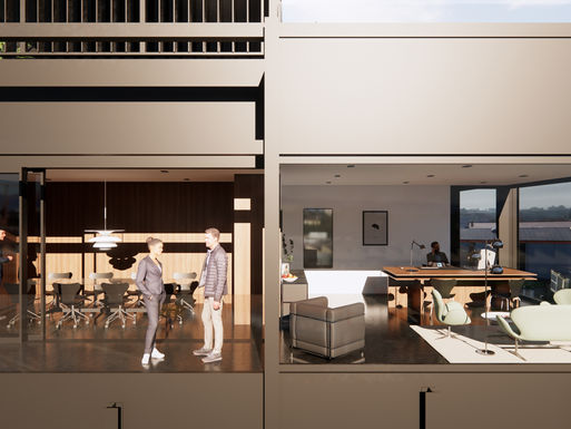 Le35 serviced offices in Geneva. 60m2 office with private balcony.