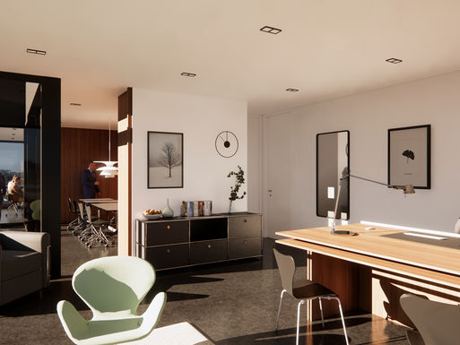 Le35 serviced offices in Geneva. 60m2 office with private balcony.