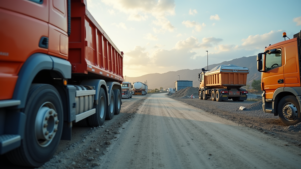 Eye-level view of a professional hauling truck parked at a construction site