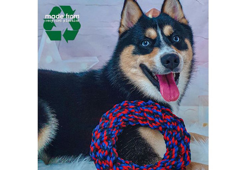 Ancol Recycled T-shirts Rope Ring Dog Toy Small Home with Hounds