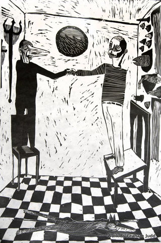 Iconography, Satan, The Devil, Woodblock Print, woodblock, Printmaking, Highpoint, Jerome