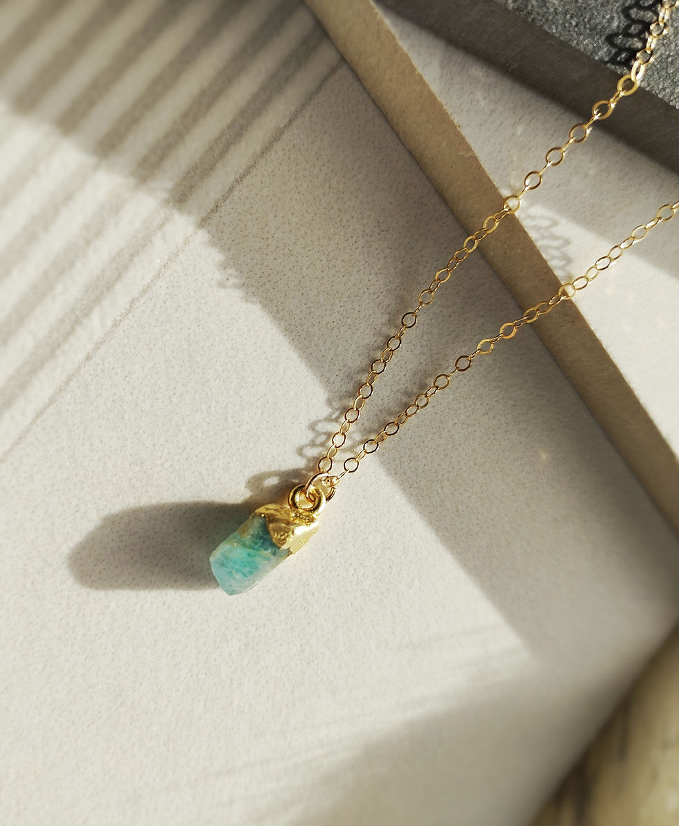 Thumbnail: raw aquamarine gemstone necklace