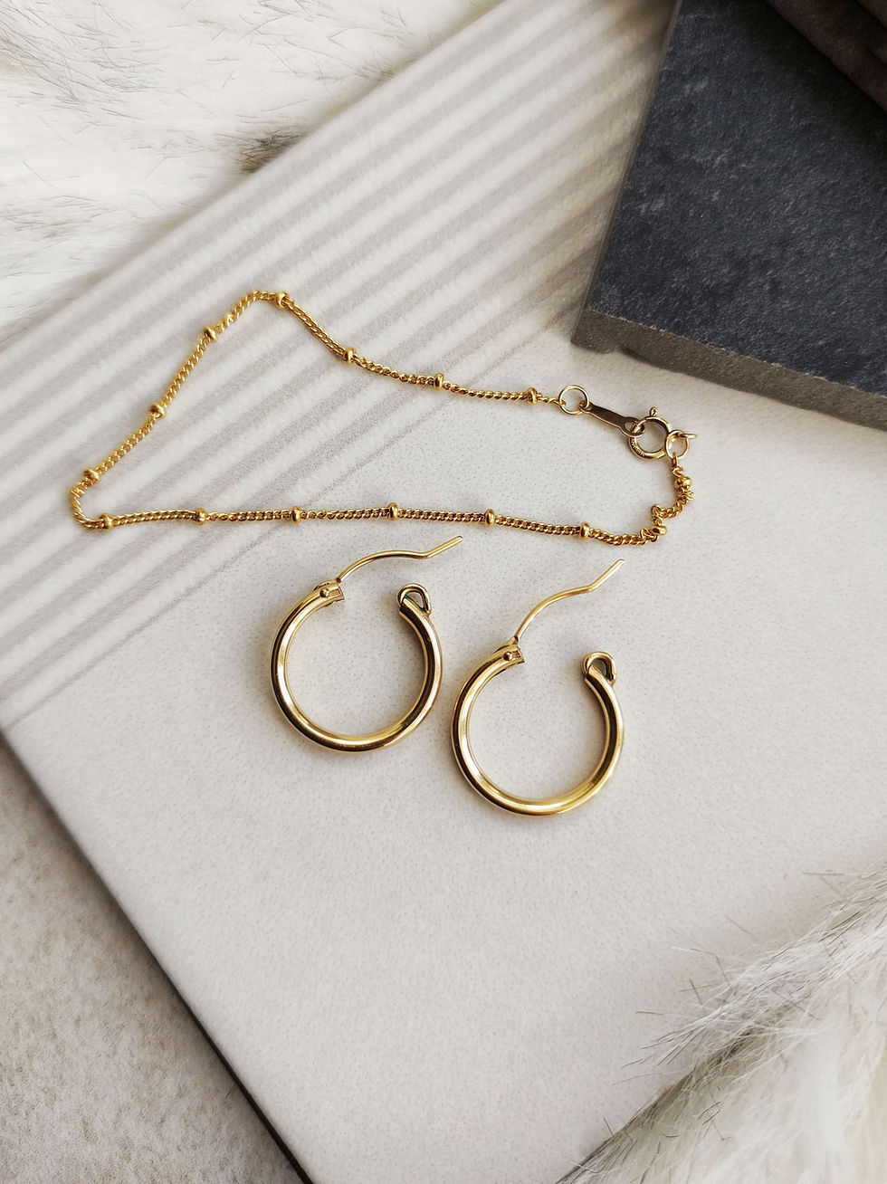 Thumbnail: gold hoops and bracelet set