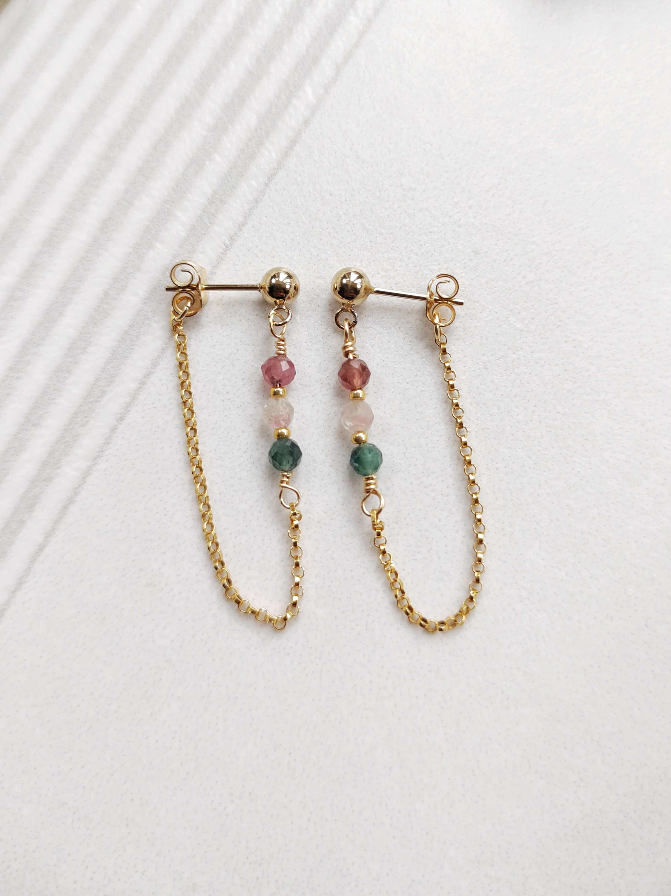 tourmaline chain earrings