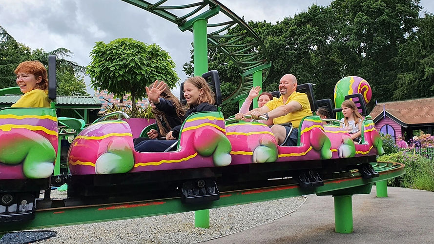 Children on a playground ride
