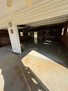 Pressure washed garage floor